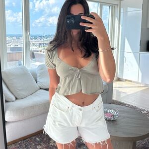 Aritzia Olive Crop Top